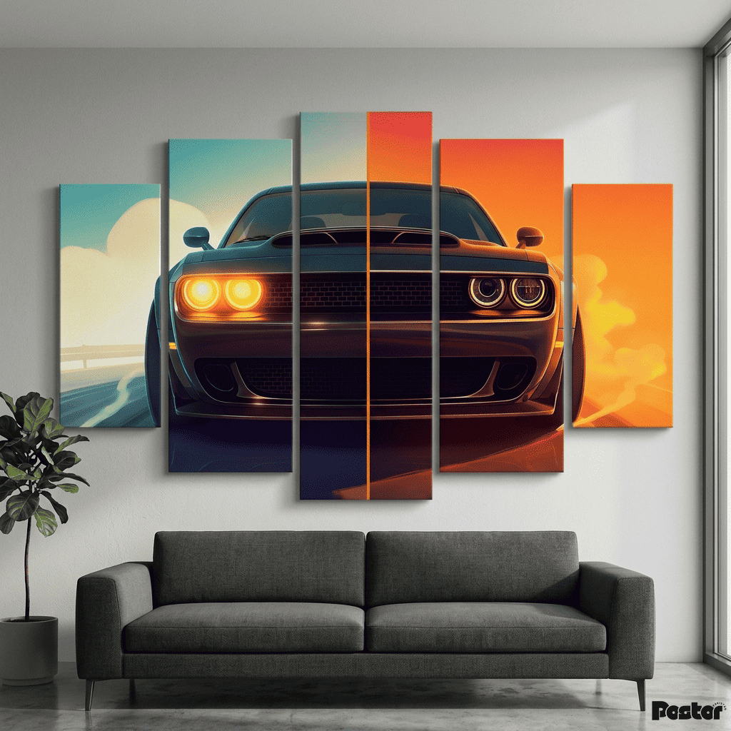 Dodge Challenger Dual Persona | 5-Panel Canvas Wall Art