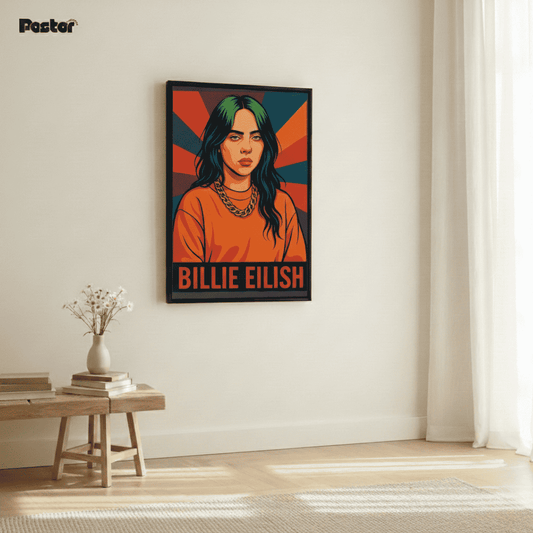 Retro Rays Billie Eilish Pop Art Canvas - Framed Poster #P124 - Postor.pk