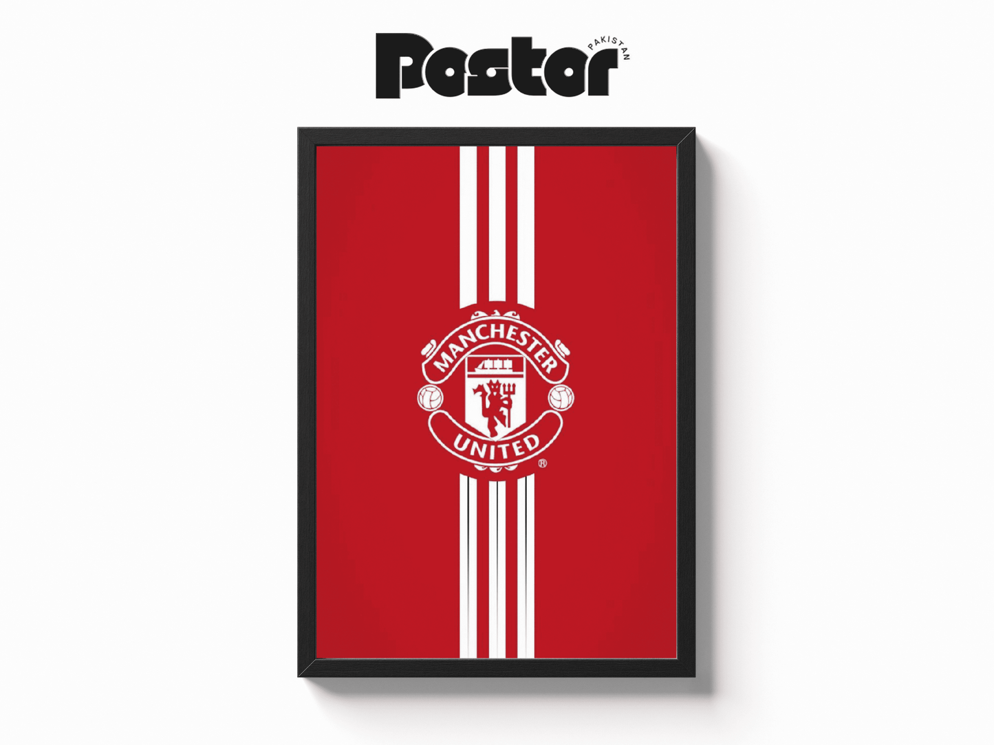 Manchester United Striped Crest Framed Art Poster - #P016