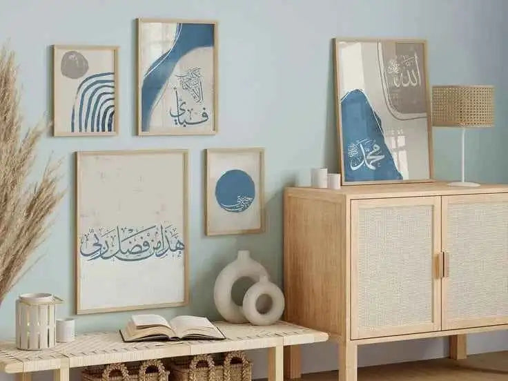 5-Piece Abstract Bluish Islamic Set- #P140