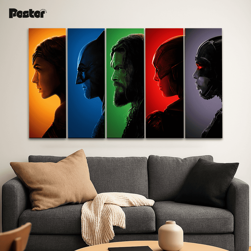 Justice League 'United Heroes' 5-Panel Canvas Art Set #S017 - Postor.pk