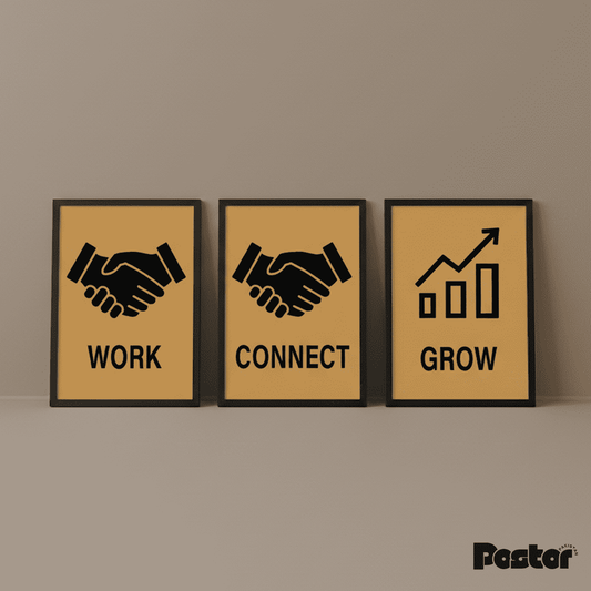 Motivational 'Work, Connect, Grow' - Set of 3 Frames #P121