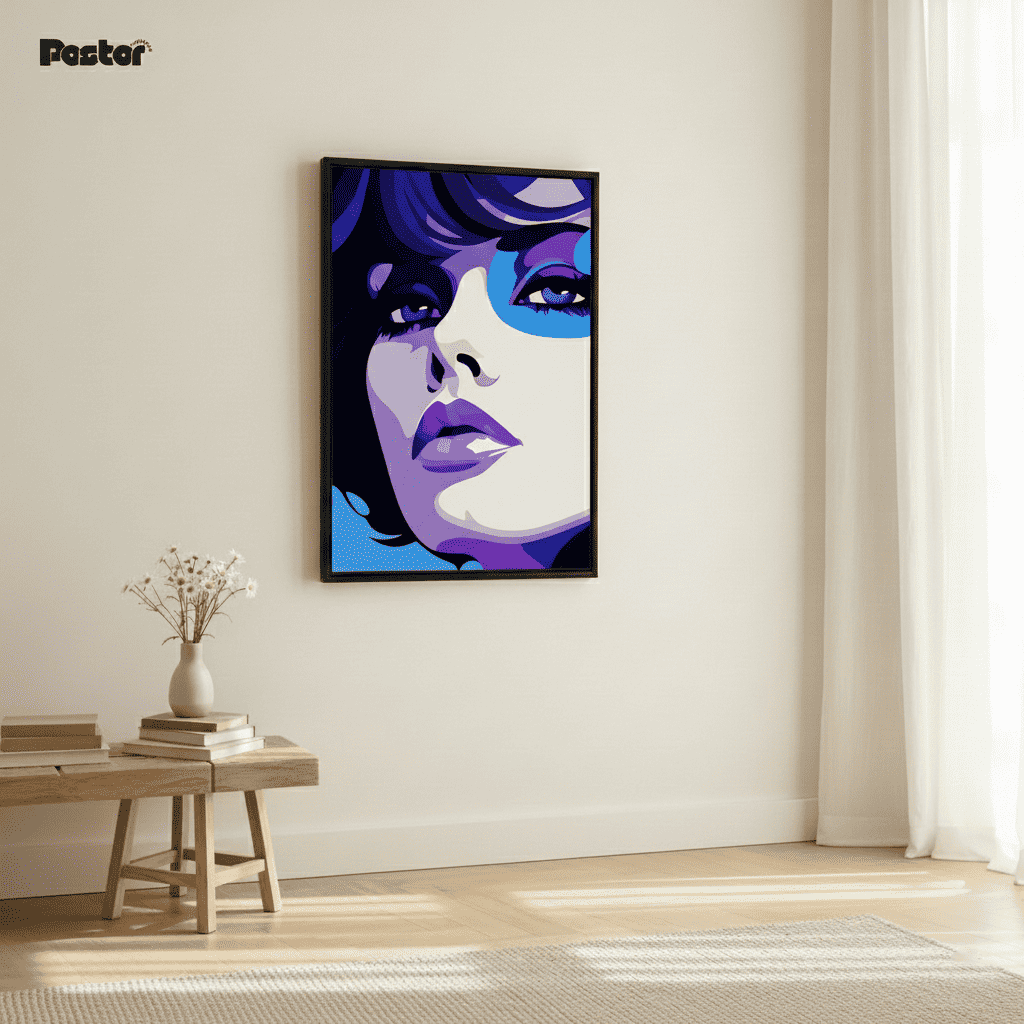 Vibrant Purple and Blue Pop Art Woman - Framed Poster #P116 - Postor.pk