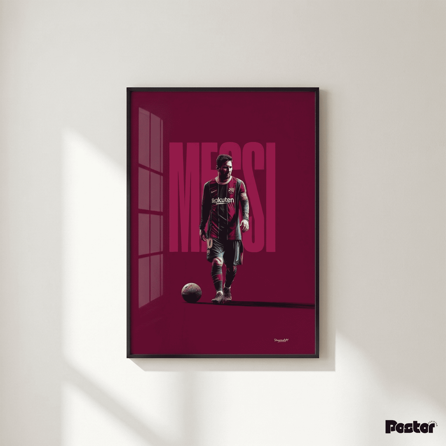 Lionel Messi Burgundy Dribble Wall Art