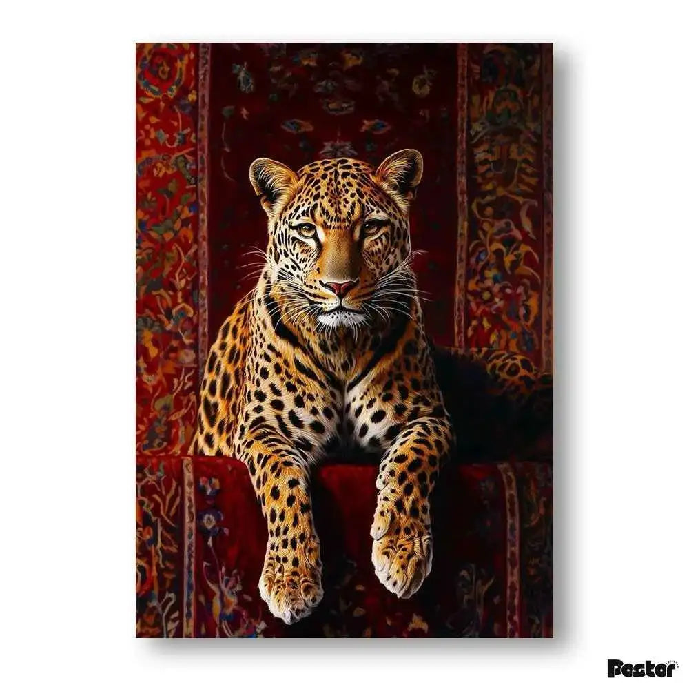 Regal Leopard on Persian Carpet
