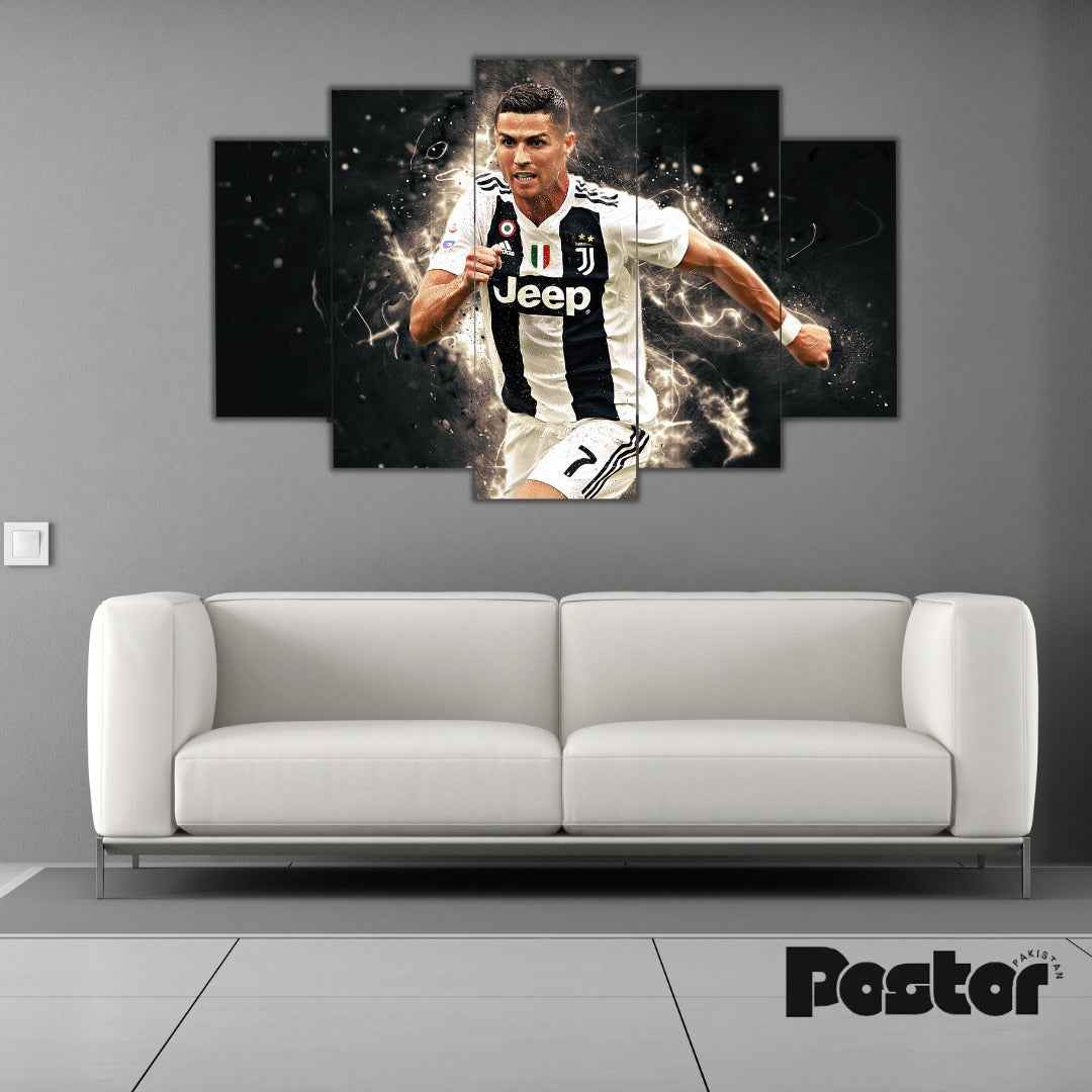 Cristiano Ronaldo 'Electric Charge' 5-Panel Canvas Art - #S008