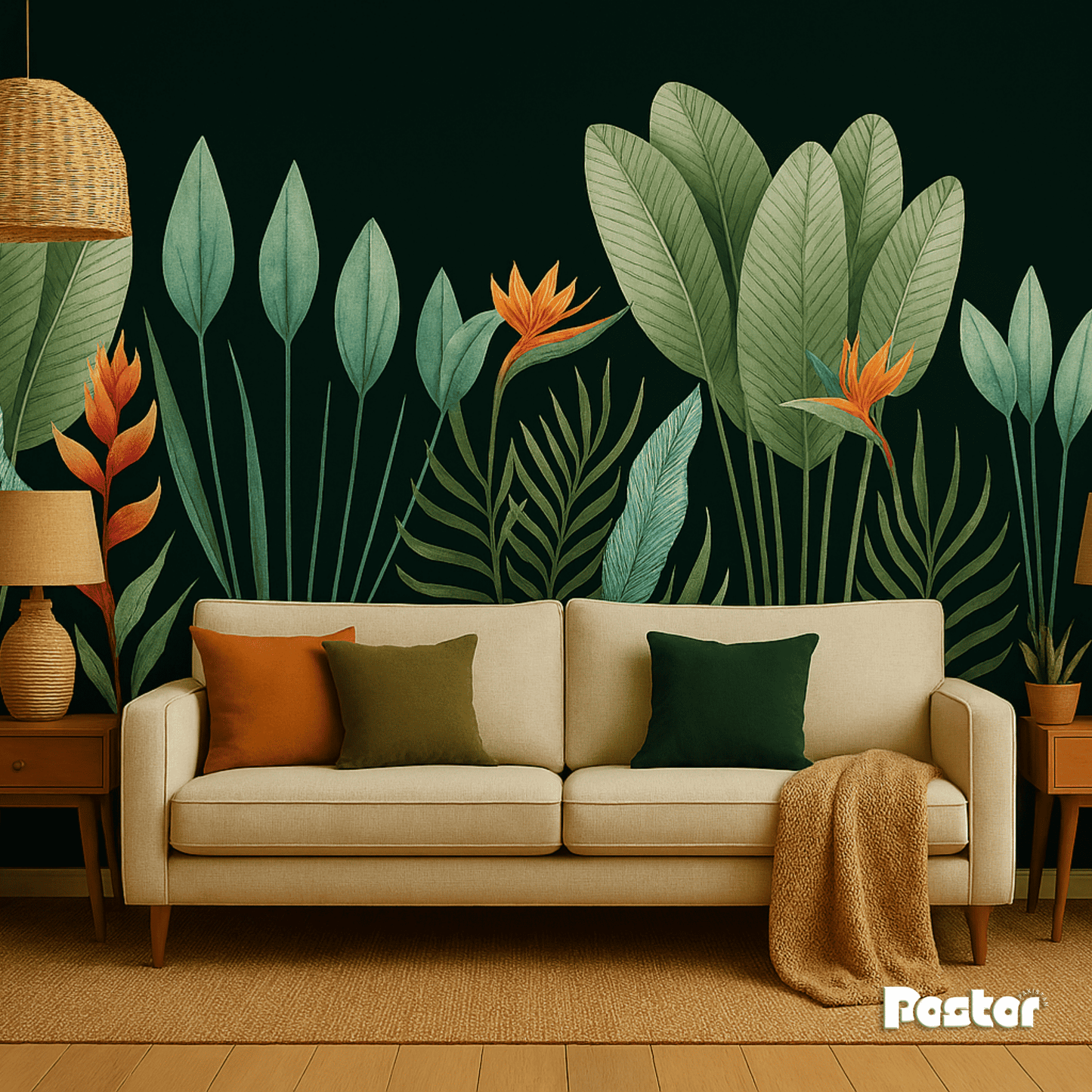 Watercolor Botanical Garden Wall Mural - Wallpaper - #W003 - Postor.pk