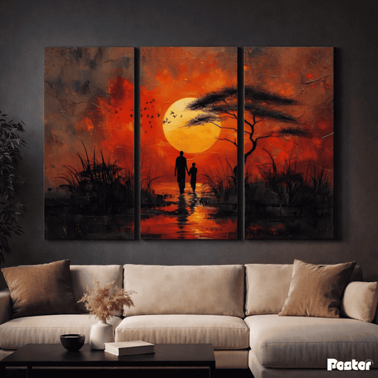 Amber Silhouette - 3 Panel Wall Art - #3SA011 - Postor.pk