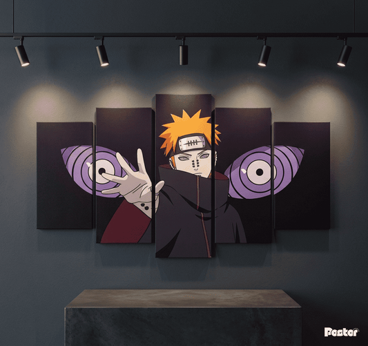 The Six Paths of Pain | Naruto 5-Panel Split Canvas Wall Art #S027