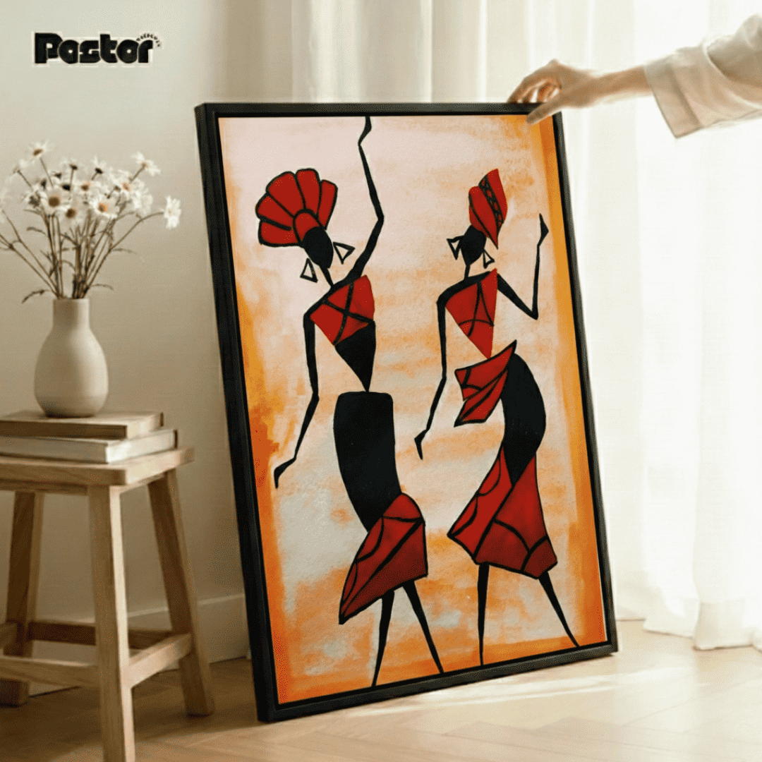 Modern Abstract Tribal Dancers Wall Decor - Framed Poster #P127 - Postor.pk