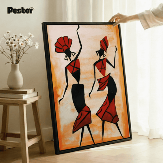Modern Abstract Tribal Dancers Wall Decor - Framed Poster #P127 - Postor.pk