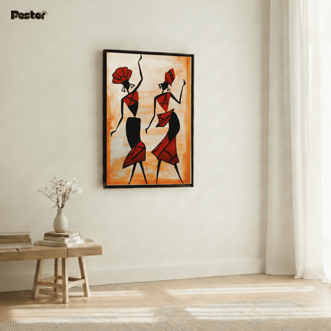 Modern Abstract Tribal Dancers Wall Decor - Framed Poster #P127 - Postor.pk