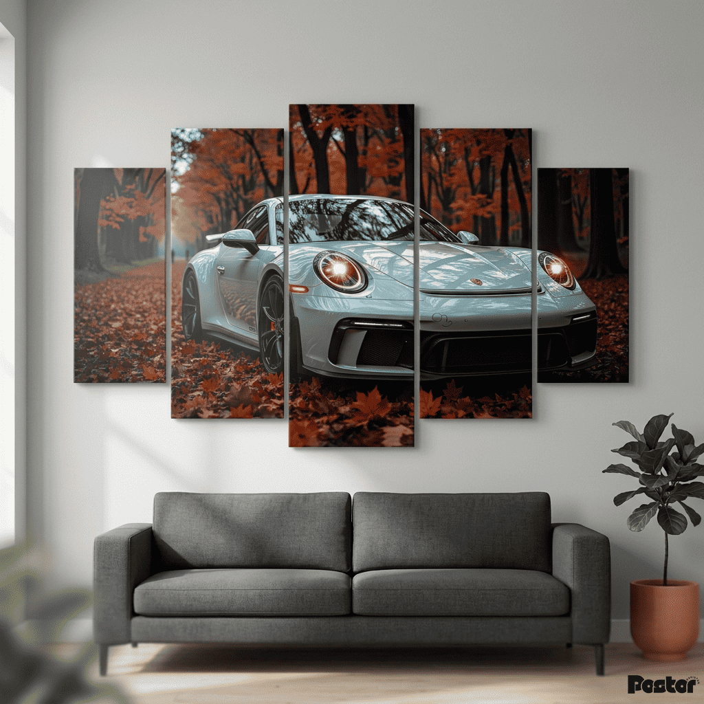 Porsche 911 GT3 Autumn Serenity | 5-Panel Canvas Wall Art