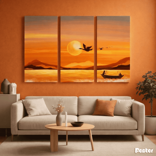 Golden Oars - 3 Panel Wall Art - #3SA013 - Postor.pk