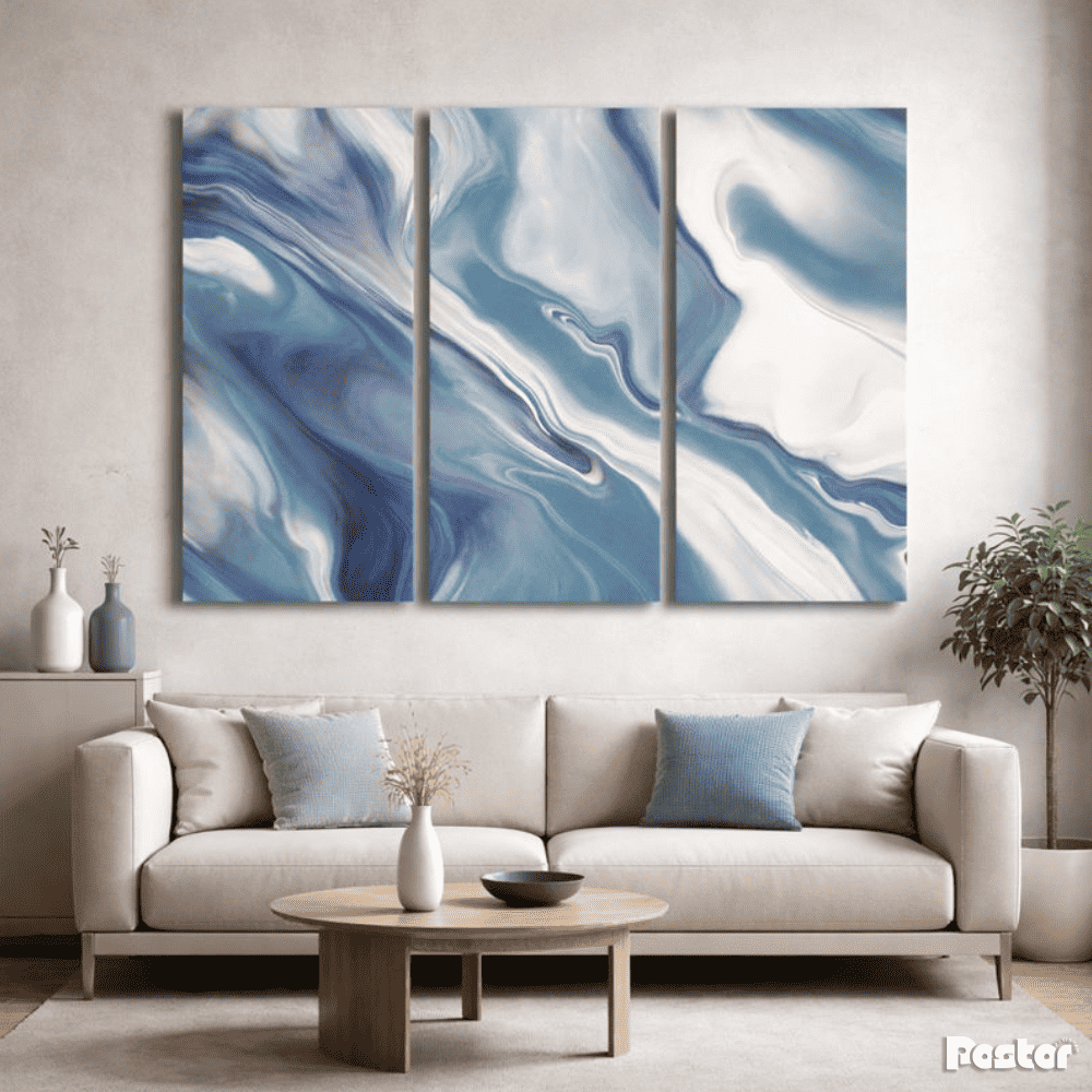 Oceanic Marble - 3 Panel Wall Art - #3SA014 - Postor.pk