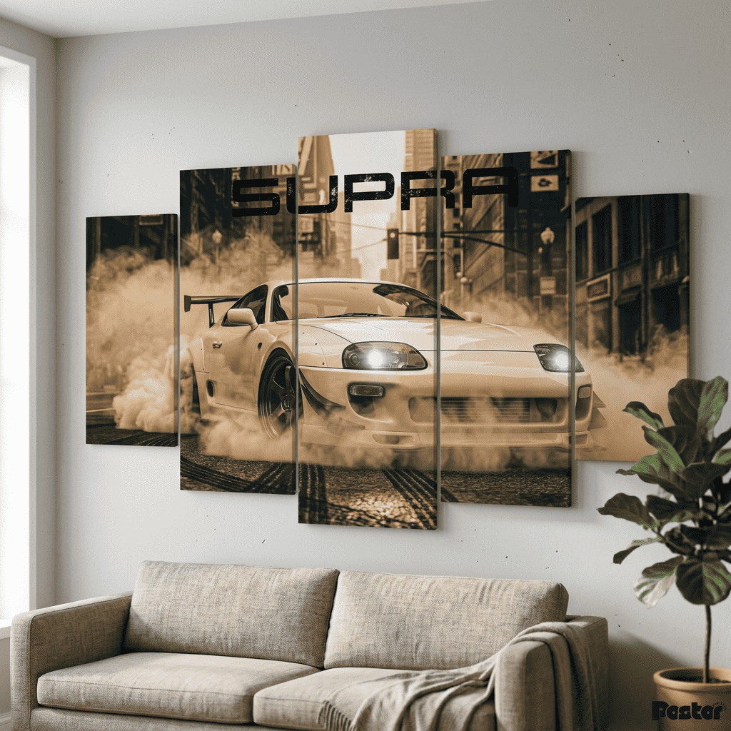 Toyota Supra MK4 Urban Drift | 5-Panel Canvas Wall Art