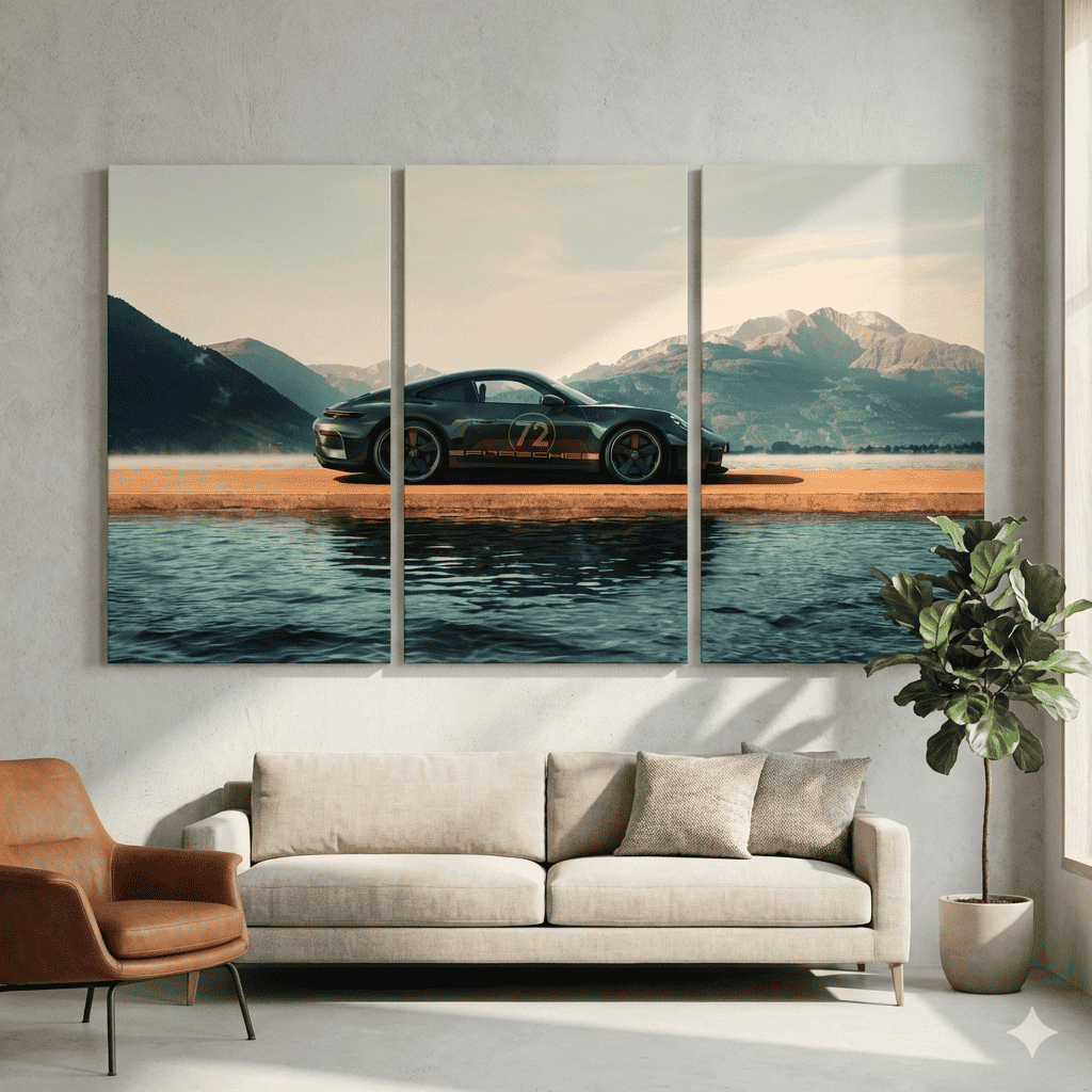 Porsche 911 GT3 RS 'Acid Green' - 3 Panel Wall Art - #3SA019