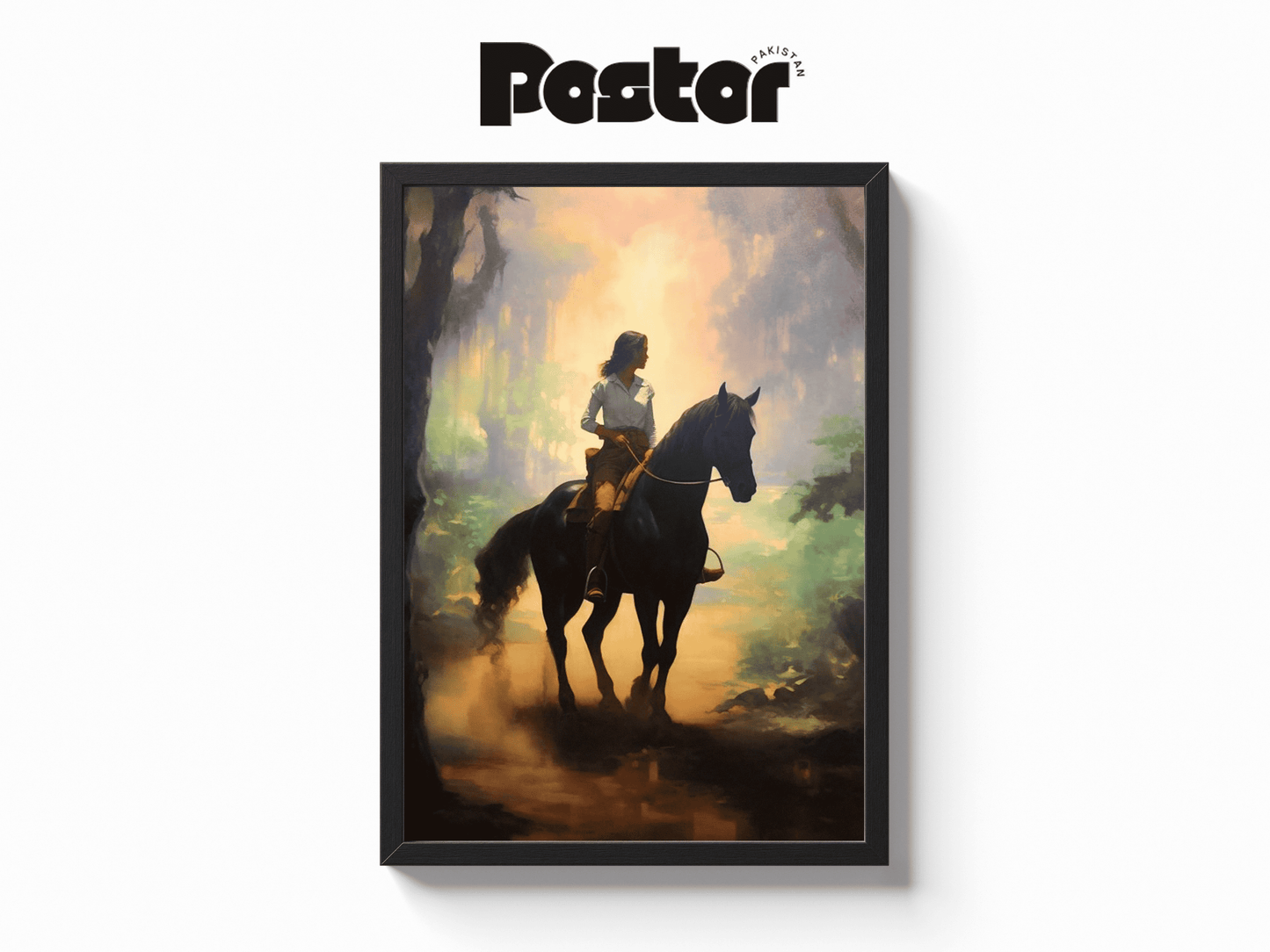 Girl on Horseback Digital Art Framed Poster - #P012