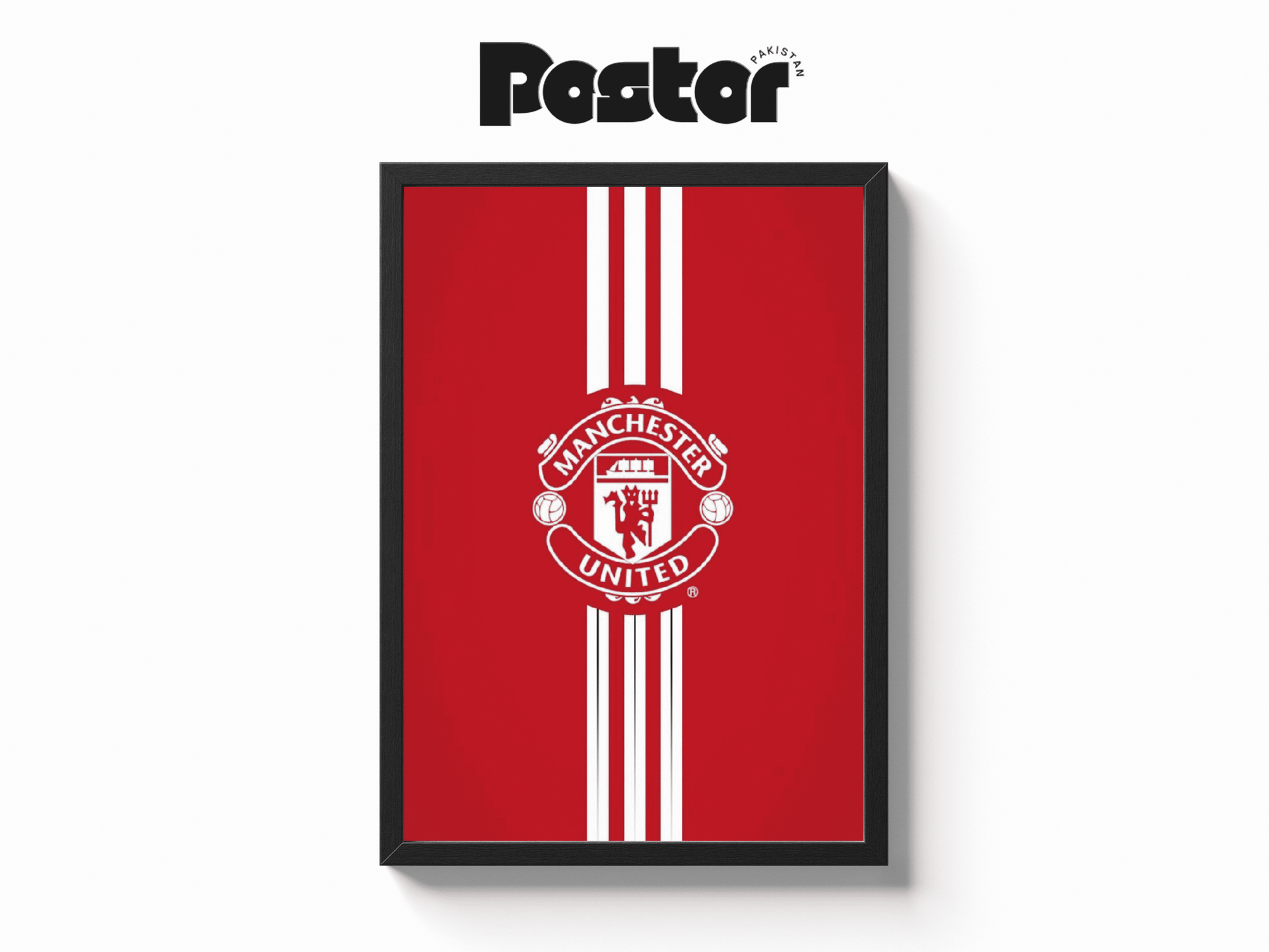 Manchester United Striped Crest Framed Art Poster - #P016