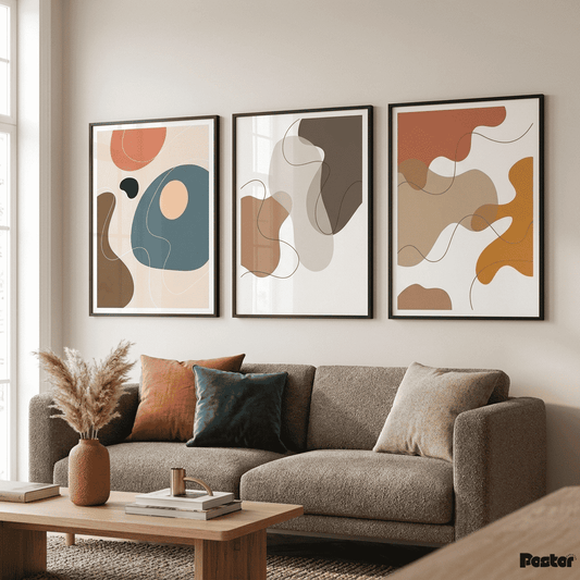 Contemporary Abstract Shapes Wall Art Set - Postor.pk