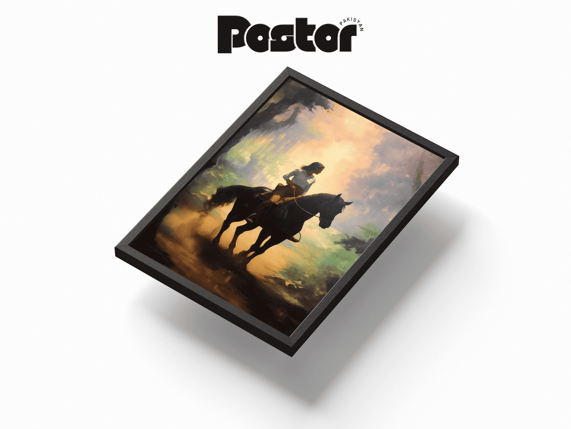 Girl on Horseback Digital Art Framed Poster - #P012