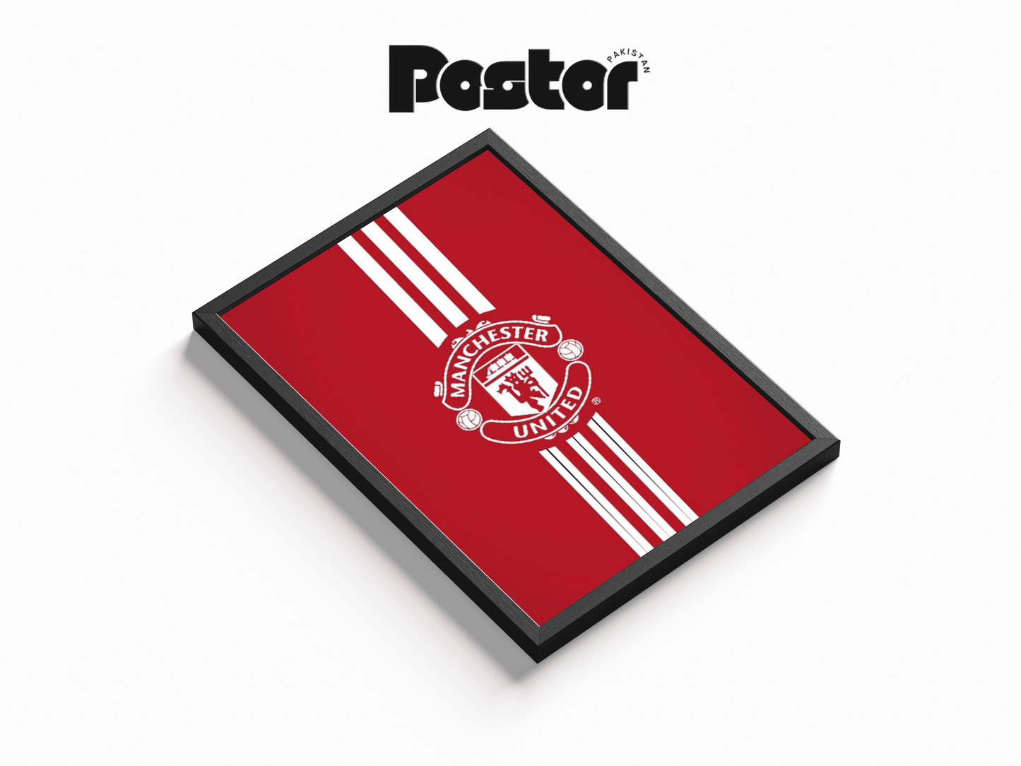 Manchester United Striped Crest Framed Art Poster - #P016