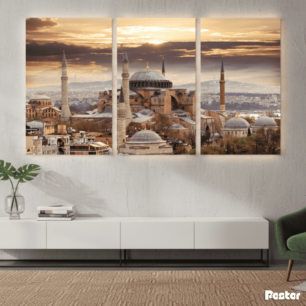Sultan Ahmed Mosque - 3 Panel Wall Art - #3SA002 - Postor.pk