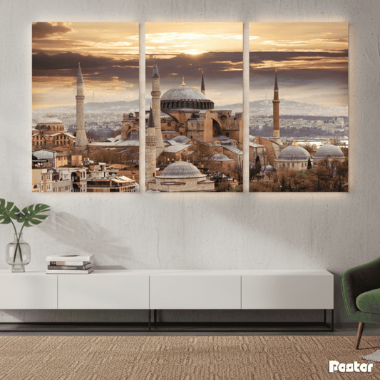 Sultan Ahmed Mosque - 3 Panel Wall Art - #3SA002 - Postor.pk