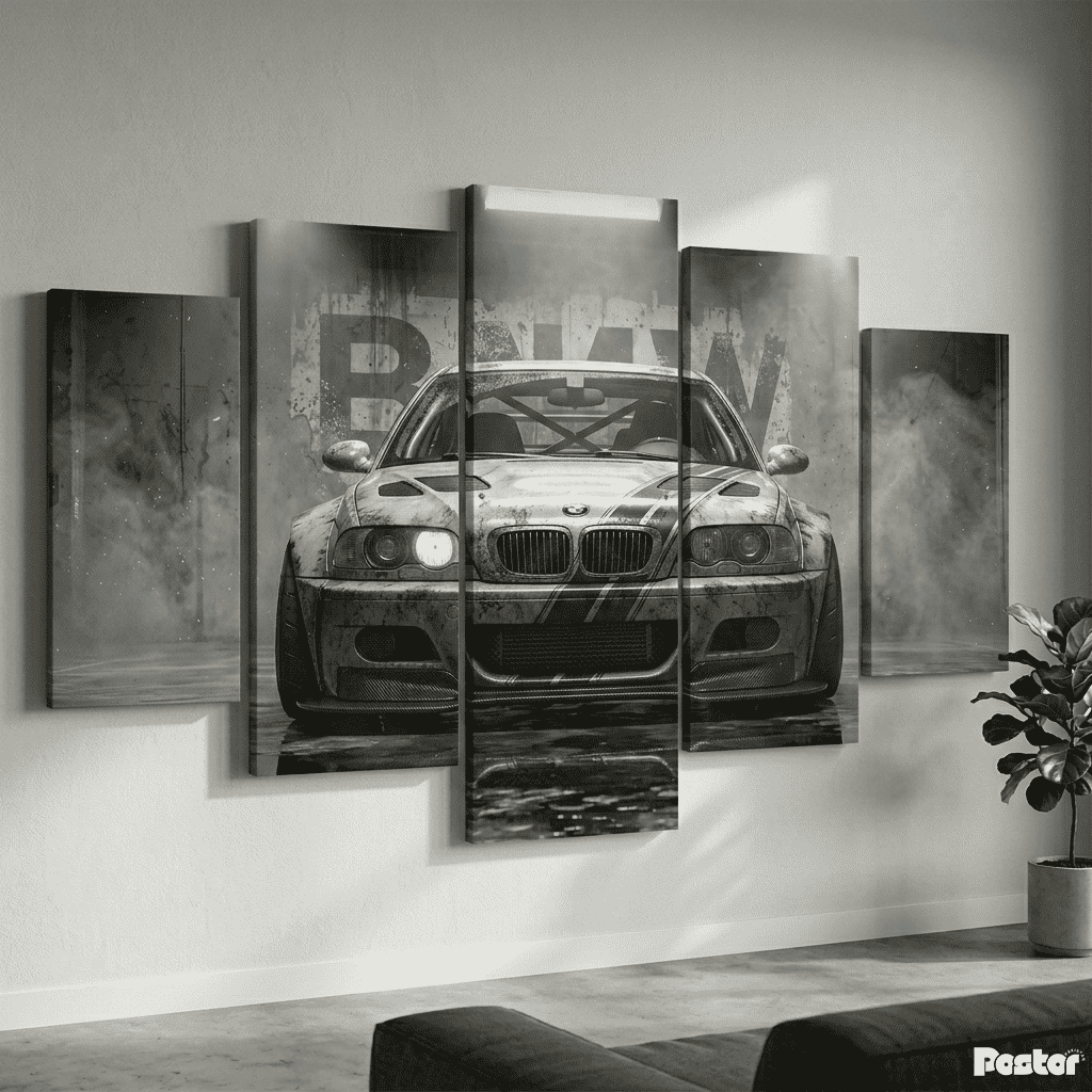 BMW M3 GTR Heritage | 5-Panel Canvas Wall Art - Postor.pk