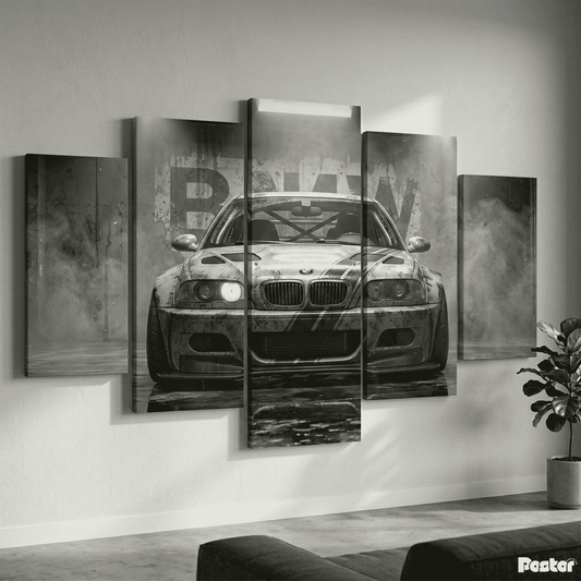 BMW M3 GTR Heritage | 5-Panel Canvas Wall Art - Postor.pk