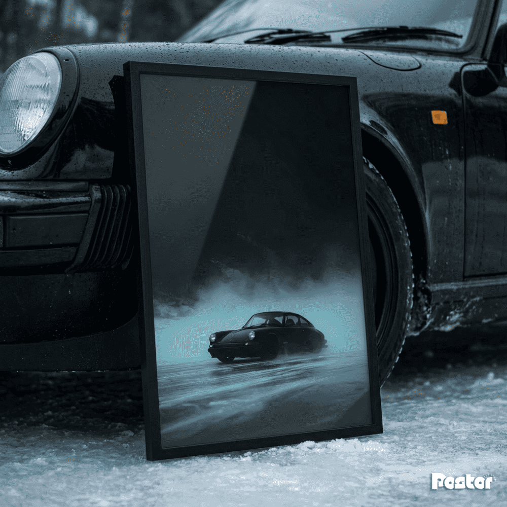 Classic Porsche 911 Emerging from Icy Fog - Postor.pk