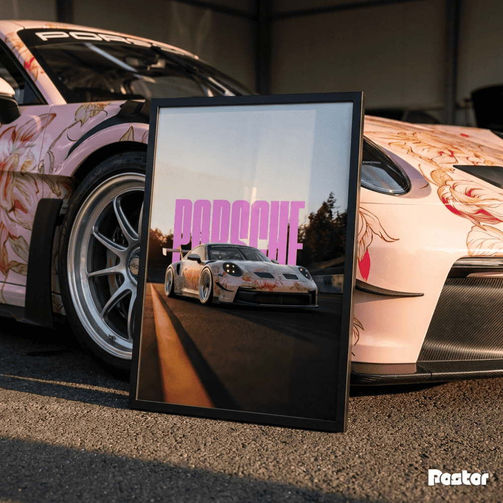Porsche 911 GT3 RS with Floral Art Car Livery on Track - Postor.pk