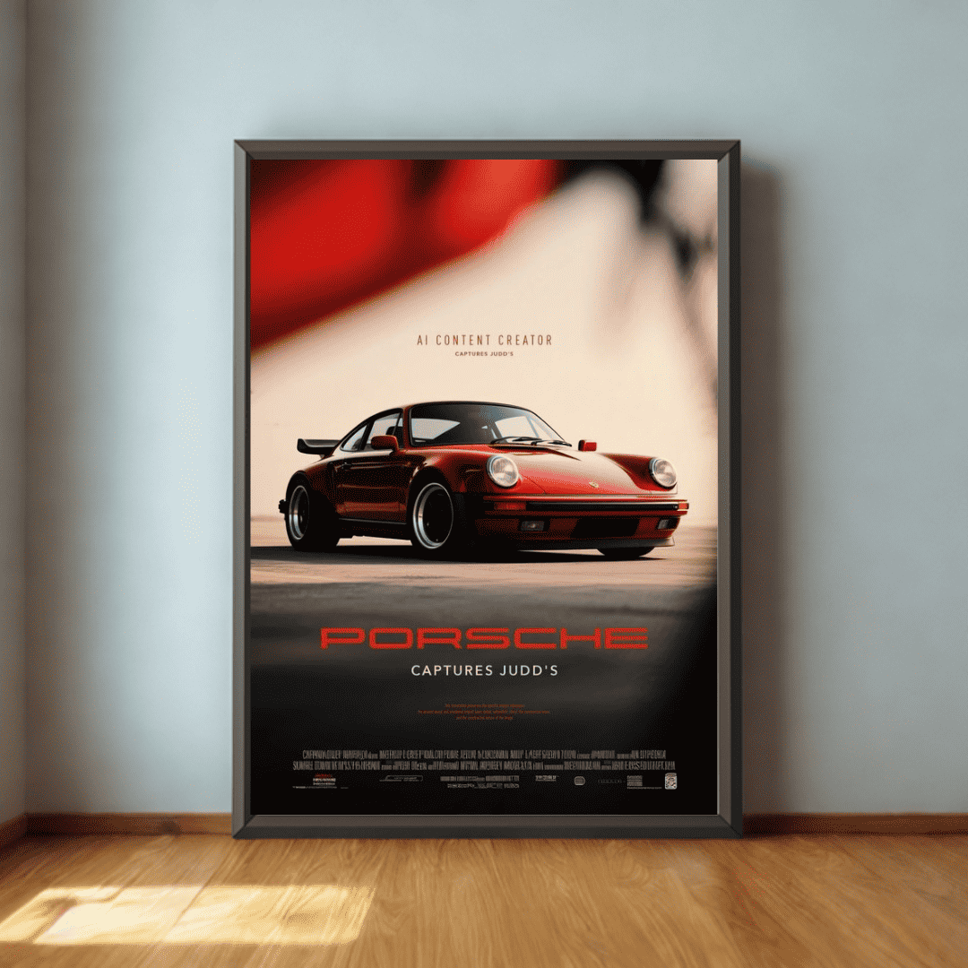 Vintage Porsche 911 Turbo Red Heritage Art Poster - Postor.pk