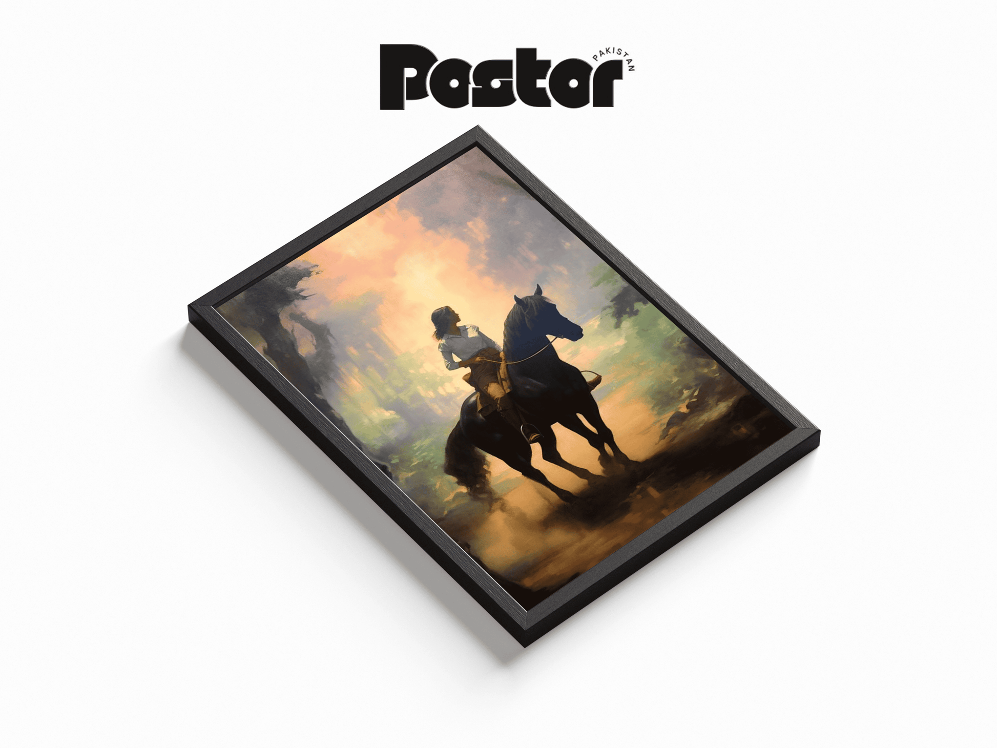 Girl on Horseback Digital Art Framed Poster - #P012