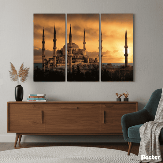 The Blue Mosque - 3 Panel Wall Art - #3SA003 - Postor.pk