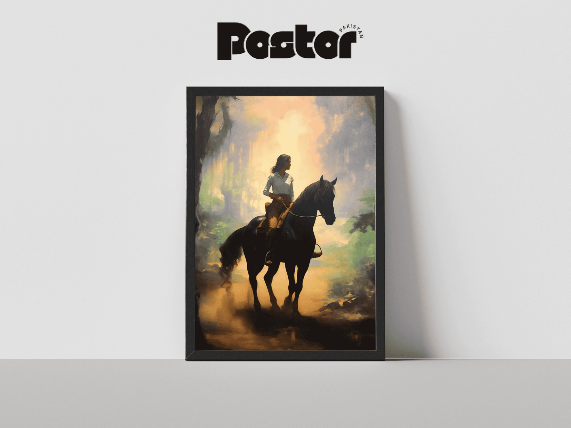 Girl on Horseback Digital Art Framed Poster - #P012