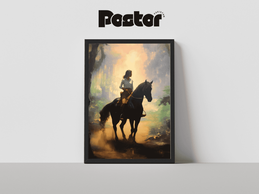 Girl on Horseback Digital Art Framed Poster - #P012