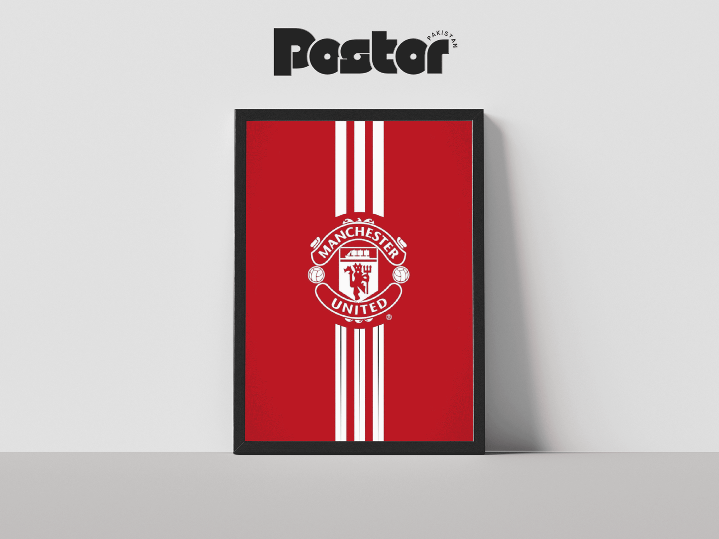 Manchester United Striped Crest Framed Art Poster - #P016