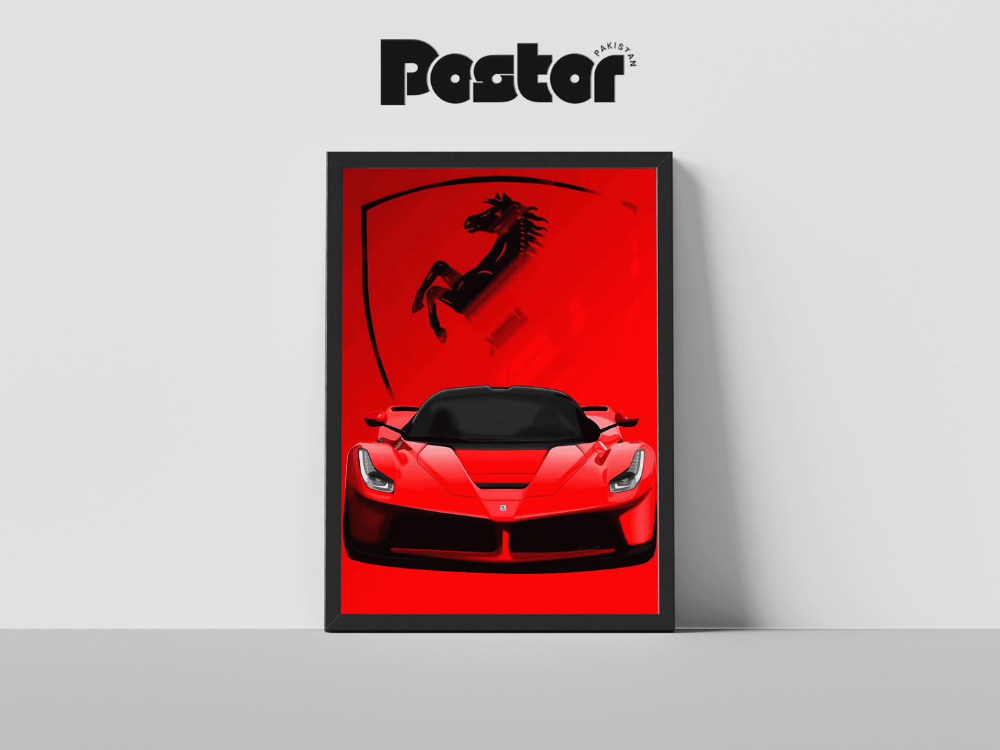 Ferrari Sports Car and Logo Framed Art Poster - #P025