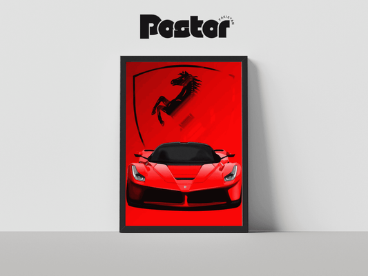 Ferrari Sports Car and Logo Framed Art Poster - #P025