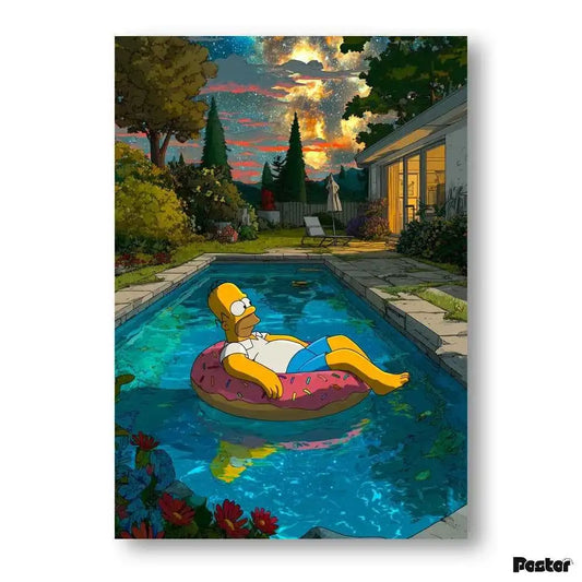 Homer Simpson Floating in Pool