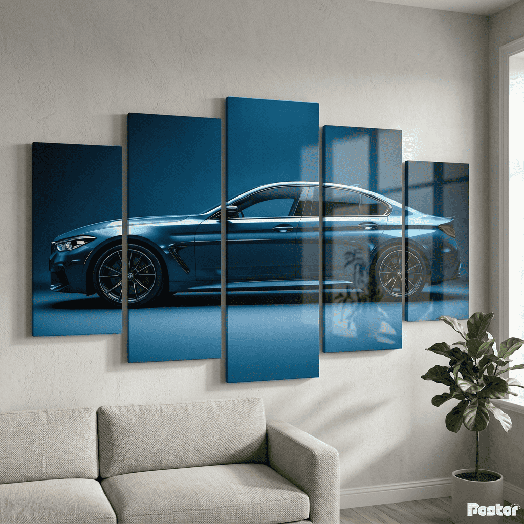BMW M5 CS Midnight Azure | 5-Panel Split Wall Art - Postor.pk