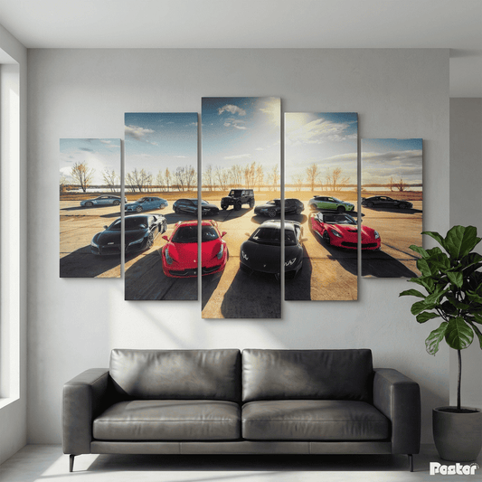 Ultimate Supercar Collection | 5-Panel Canvas Wall Art