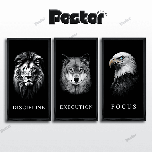Motivational Wall Art | 3 Framed Animal Posters Set | #P037