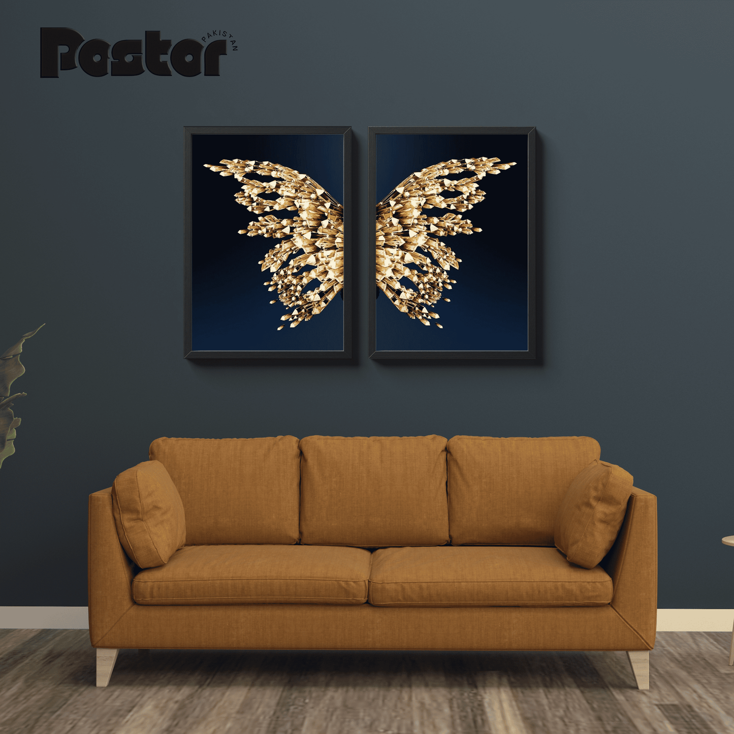 Golden Butterfly Wings 2-Piece Framed Poster Set - #P087