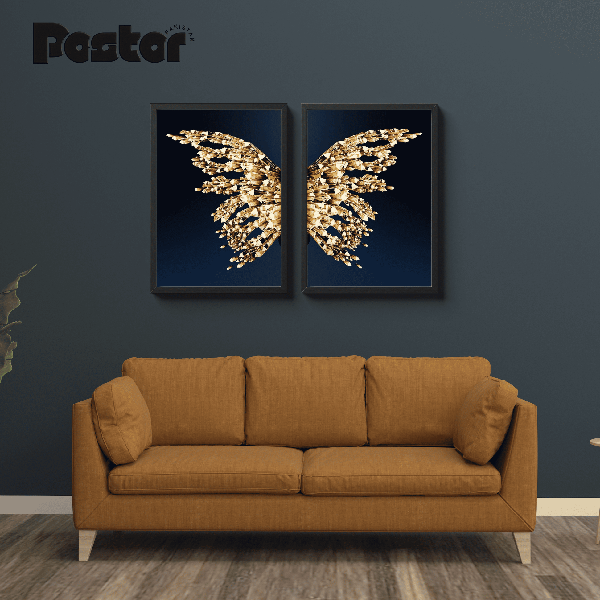 Golden Butterfly Wings 2-Piece Framed Poster Set - #P087