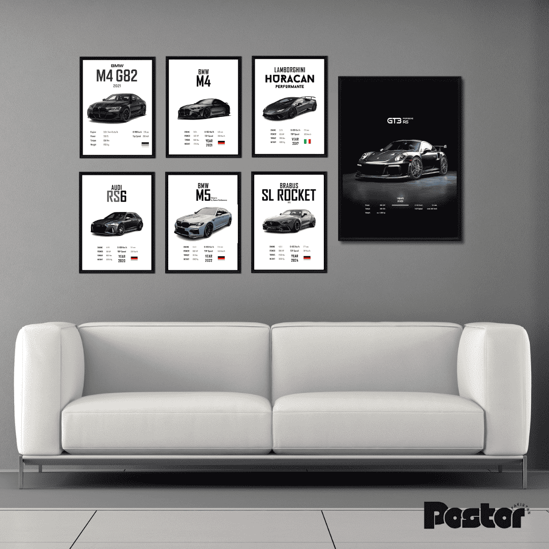 Super Cars Set of 7 Framed Art Poster - #P057