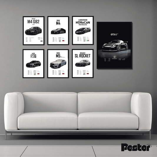 Super Cars Set of 7 Framed Art Poster - #P057