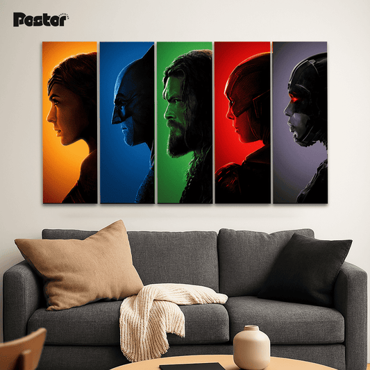Justice League 'United Heroes' 5-Panel Canvas Art Set #S017 - Postor.pk