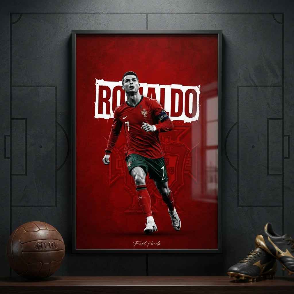 Cristiano Ronaldo Portugal Action Shot Red Poster